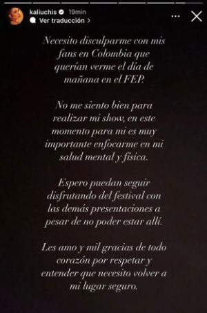 Comunicado Kali Uchis