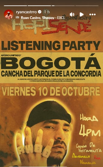 Fiesta de Ryan Castro Bogotá | Créditos: Instagram Ryan