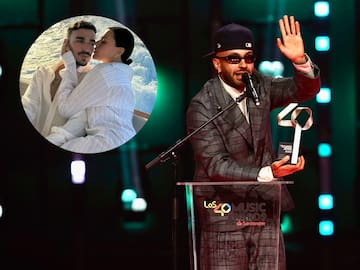 Así fue la incomoda reacción de Rels B y su esposa, Nicole, al premio de Feid en LOS40 Music Awards