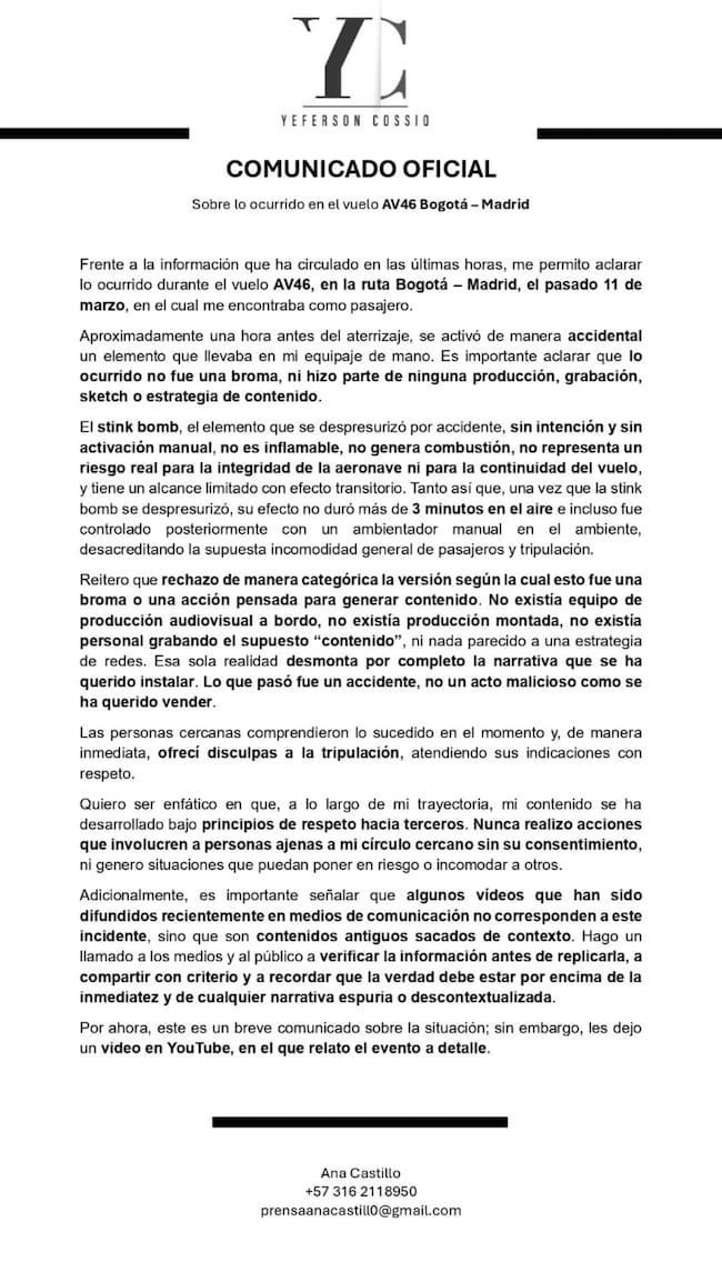 Comunicado Cossio | IG