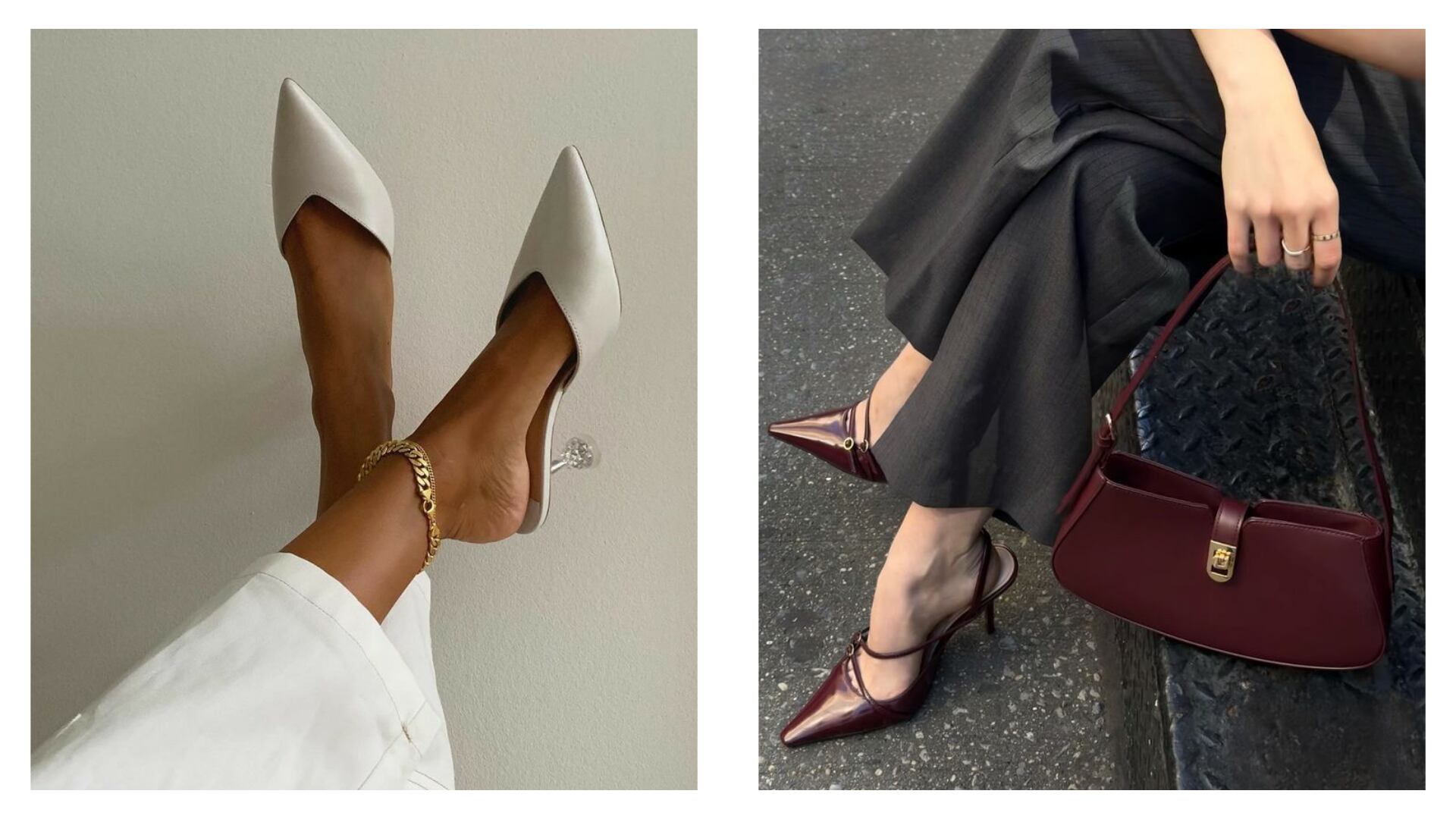 Stilettos neutros | Fotos tomas de Pinterest: Marlene Alcocer | Collage propio.