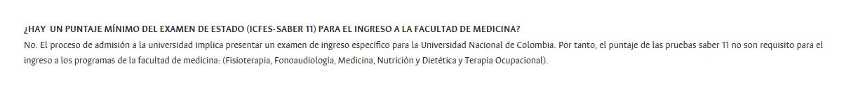 Créditos: Requisitos de la Universidad Nacional de Colombia - Captura tomada de la página web de la universidad