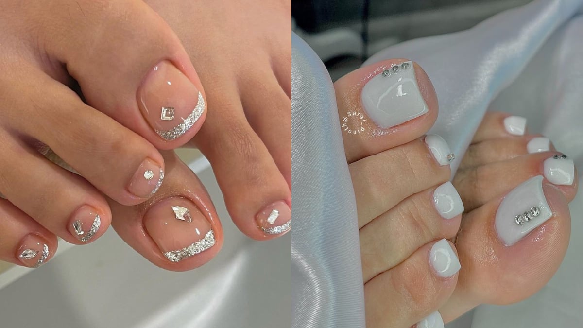 (Créditos: Pedicura con pedrería - Pinterest)