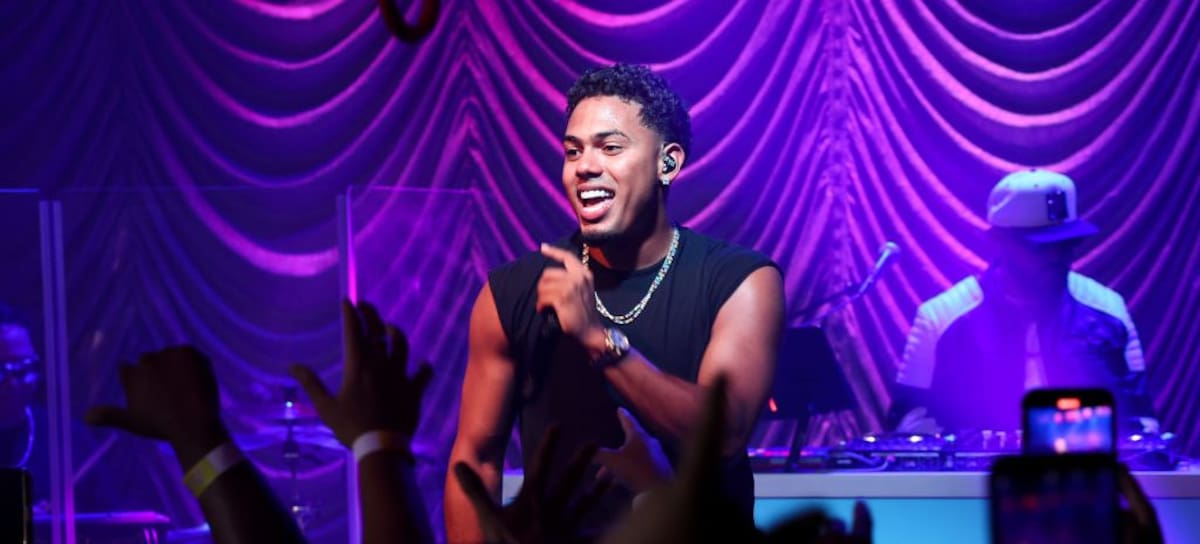 Myke Towers performs at the Vita Coco Spiked with Captain Morgan Tropical Takeover Tour at Saint Rocke on August 04, 2023 in Hermosa Beach, California. Phillip Faraone/Getty Images for Captain Morgan