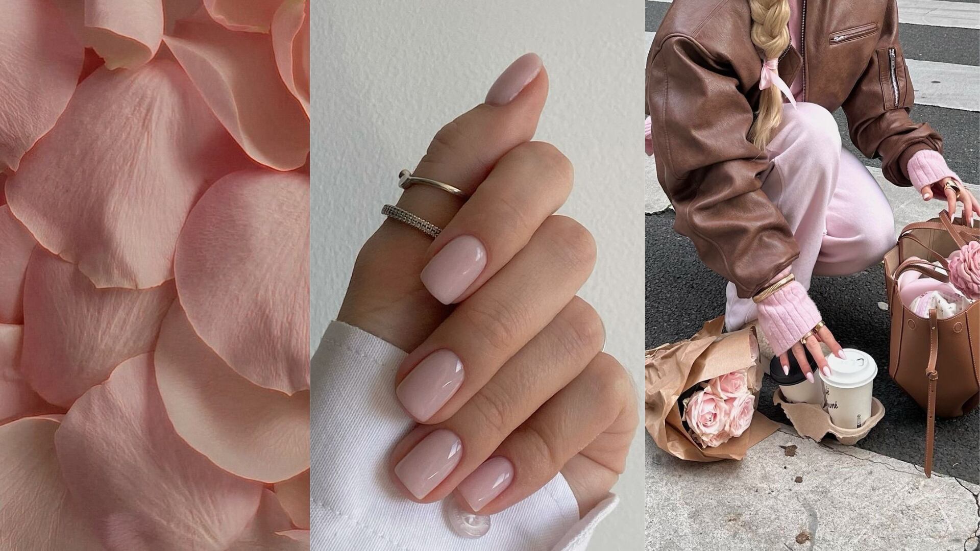 Diseño de uñas y outfits rosados | Fotos tomadas de Pinteres: A M A N D A, GlamGoss, shelbi | Collage propio.