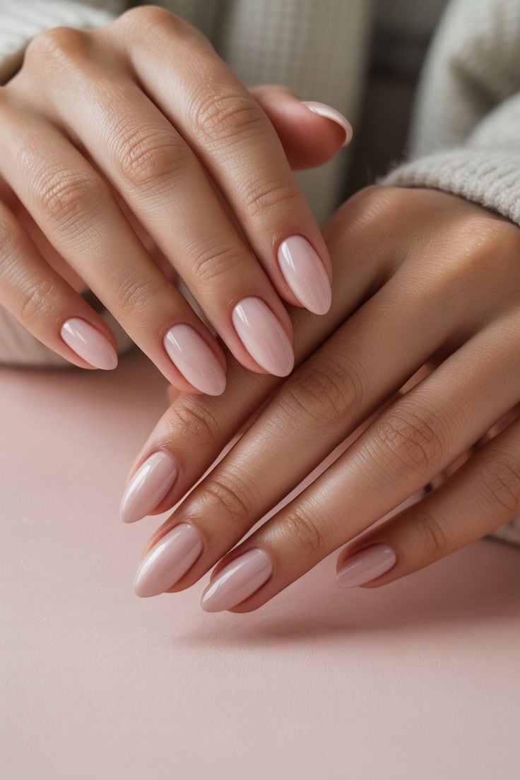 CO. Uñas almendradas nude | Crédito: Pinterest.