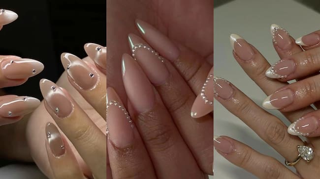 Créditos: Uñas con perlas o cristales - Pinterest