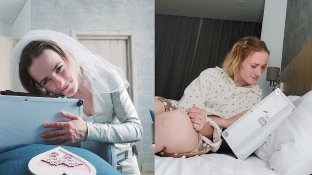 Mujer termina con su novio y se casa con una maleta