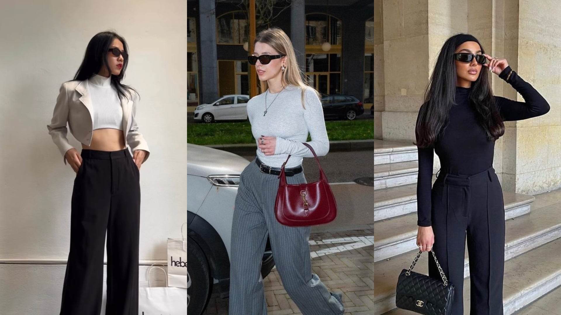 Pantalones de vestir | Fotos tomadas de Pinterest: Shirley | Collage propio.