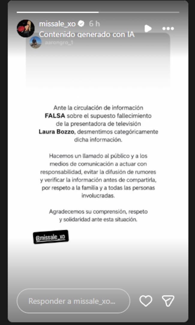 Créditos: Laura Bozzo - Foto tomada de las historias de Alejandra de la Fuente