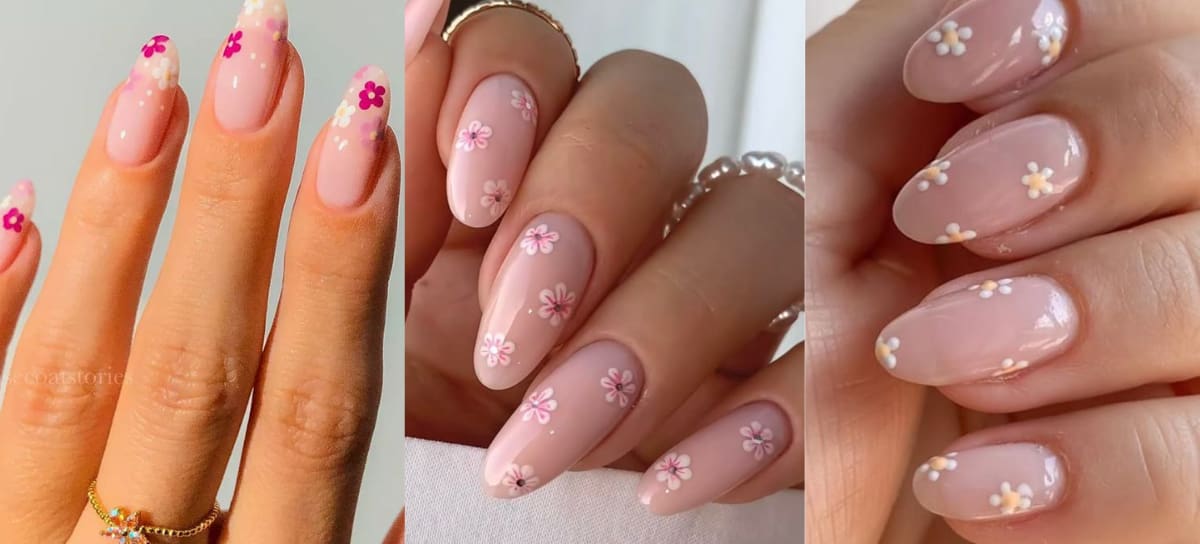 Uñas flores sencillas | Créditos: Pinterest