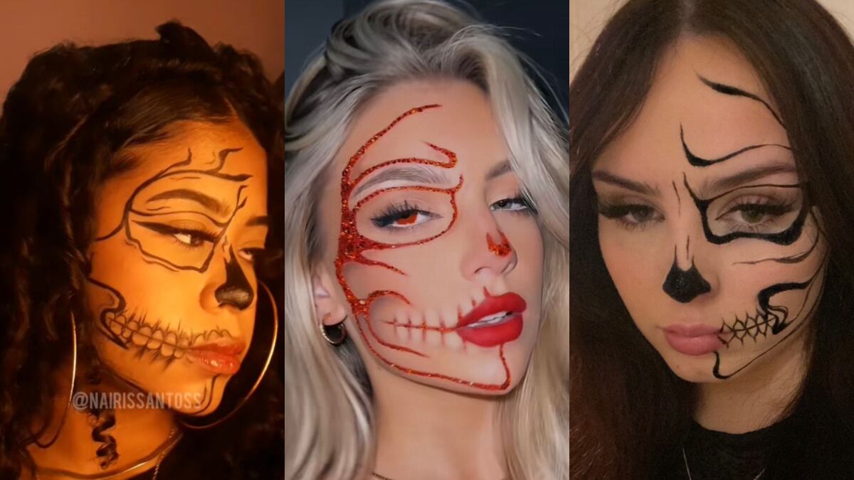 Maquillaje de esqueleto fácil (créditos: Pinterest)