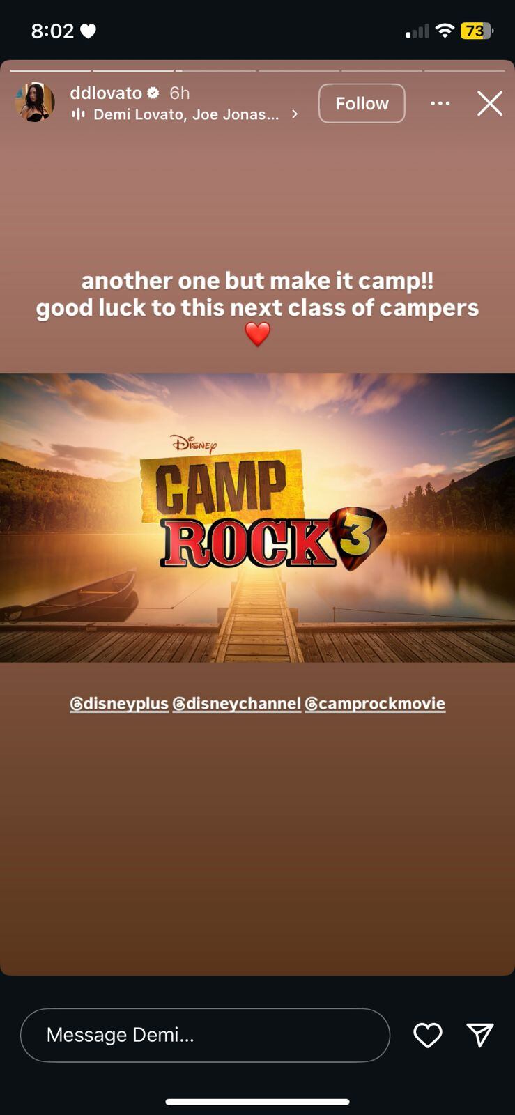 Demi Lovato habla de Camp Rock | Créditos: Instagram Demi