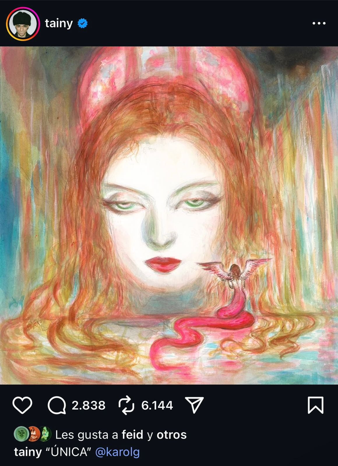 Feid le da 'me gusta' a foto de la canción de Karol G con Tainy | Créditos: Instagram