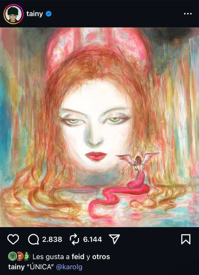 Feid le da 'me gusta' a foto de la canción de Karol G con Tainy | Créditos: Instagram