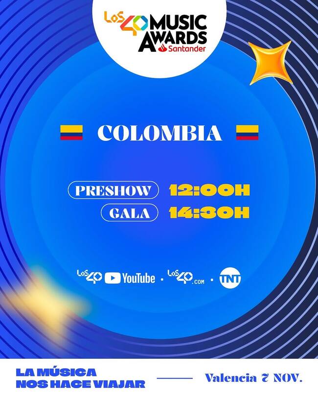 LOS40 Music Awards Santander 2025 hora y dónde ver en Colombia| Créditos: Instagram