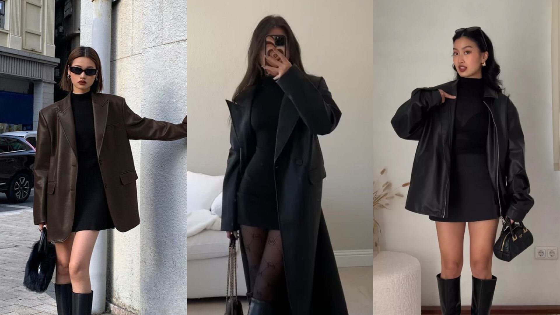 Vestido o falda negra. | Fotos tomadas de Pinterest: belle, Shanel Morissette, Luna | Collage propio.