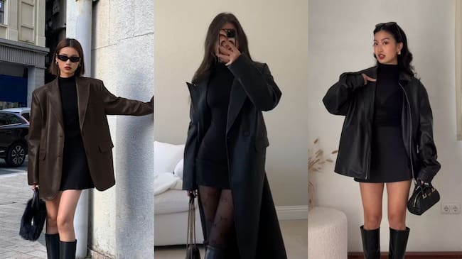 Vestido o falda negra. | Fotos tomadas de Pinterest: belle, Shanel Morissette, Luna | Collage propio.