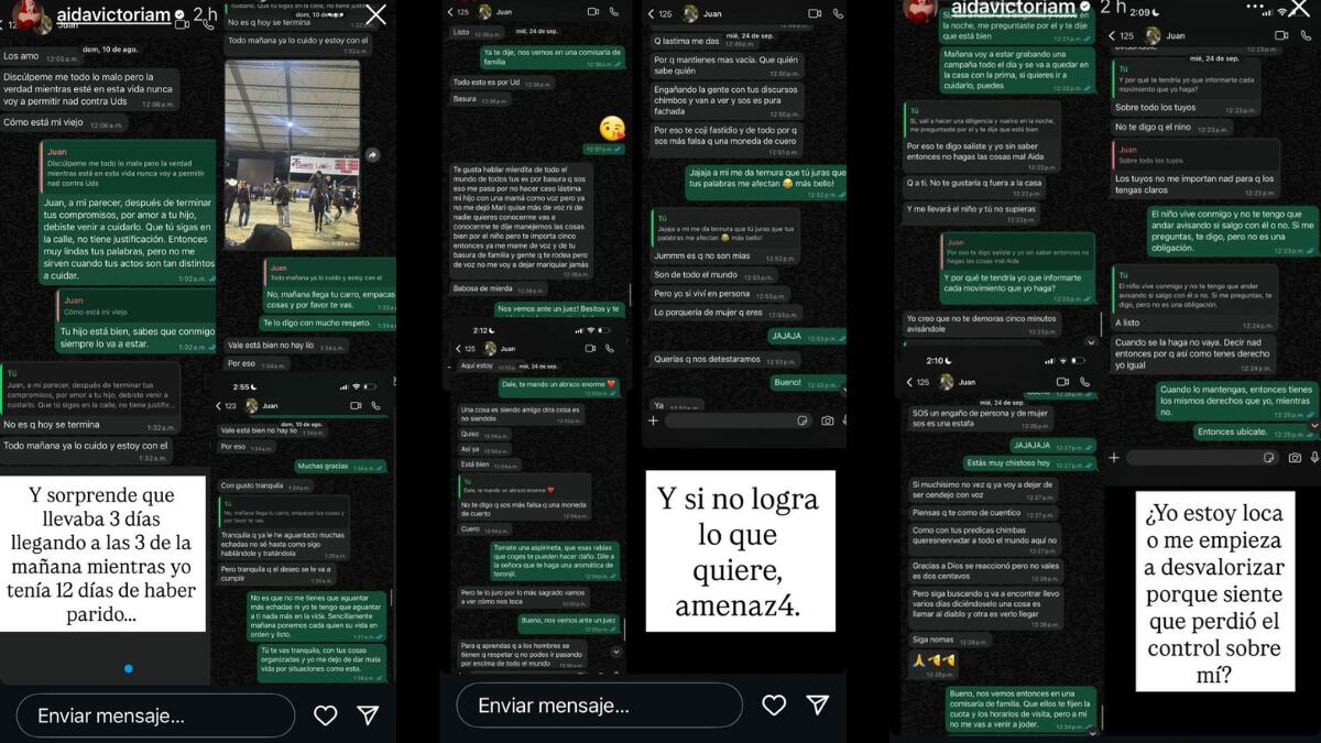 CO- Conversación en donde Aida aseguró que Juan David la amenaz4. | Crédito: @Aidavictoriam