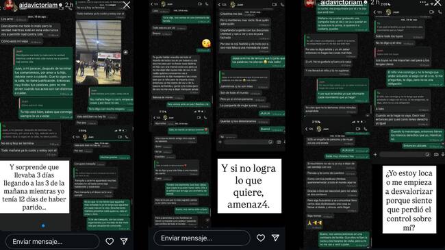 CO- Conversación en donde Aida aseguró que Juan David la amenaz4. | Crédito: @Aidavictoriam