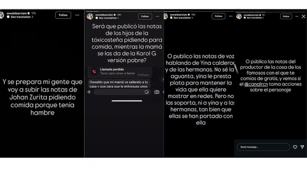 Créditos: Oswaldo Arcia publicó mensajes contra La Toxi Costeña