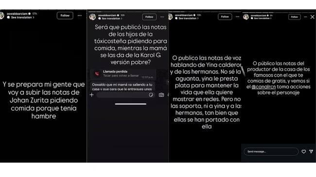 Créditos: Oswaldo Arcia publicó mensajes contra La Toxi Costeña