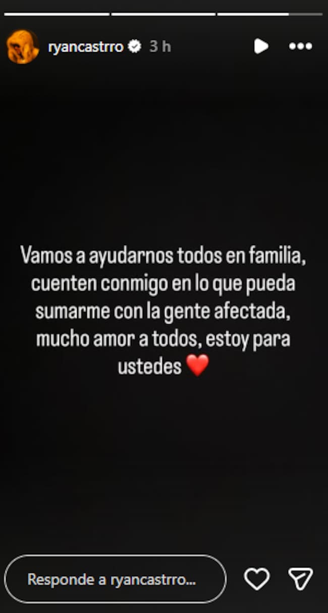 Créditos: Ryan Castro envió mensaje a sus seguidores - Captura de pantalla de las historias de Ryan Castro