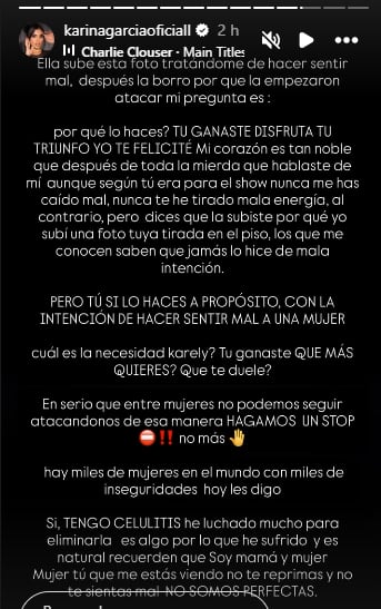 Karina acusa a Karely de hacerla sentir mal | Créditos: Instagram Karina