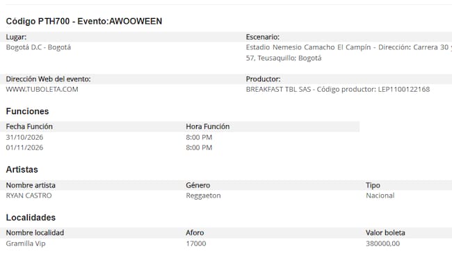 Créditos: Captura del registro de eventos de Pulep