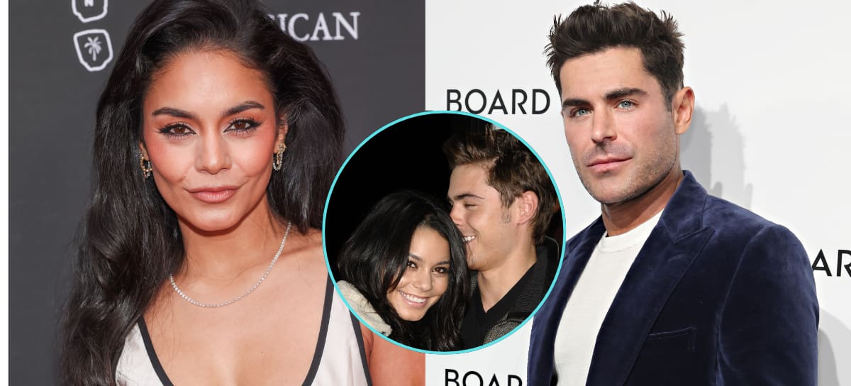 Vanessa Hudgens y Zac Efron en la actualidad con una foto en un círculo de cuando eran pareja | Getty Images