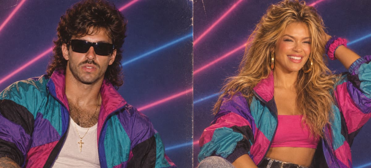 Créditos: Karol G y Feid en su versión de los 80 de Chat GPT - Fotos tomadas de redes sociales y editadas con la IA