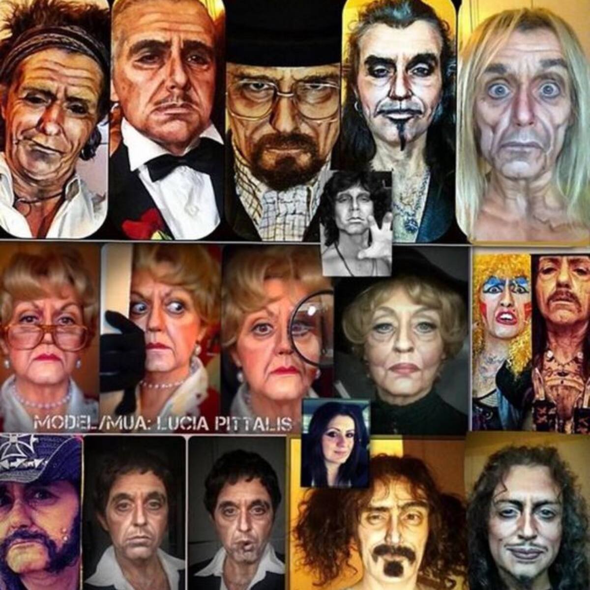 Una mujer se convierte en algún famoso con solo maquillarse