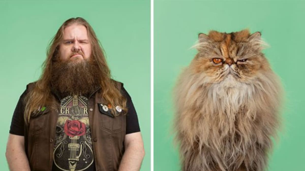 Fotógrafo retrata a gatos y humanos que parecen dobles