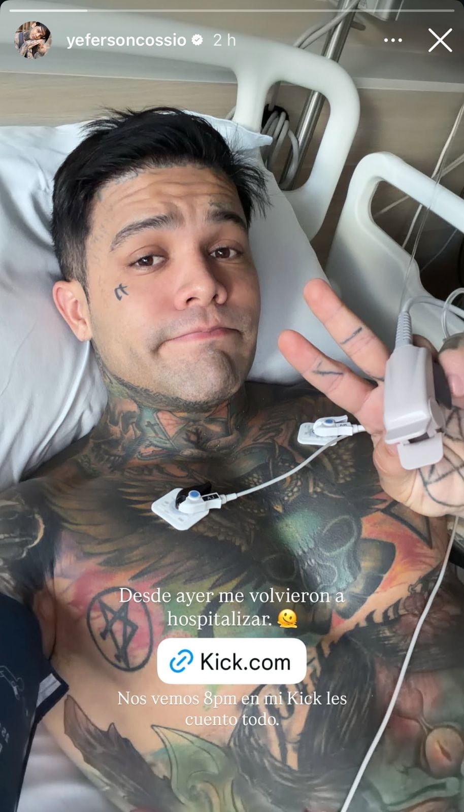 Yeferson Cossio desde el hospital | Créditos: Instagram