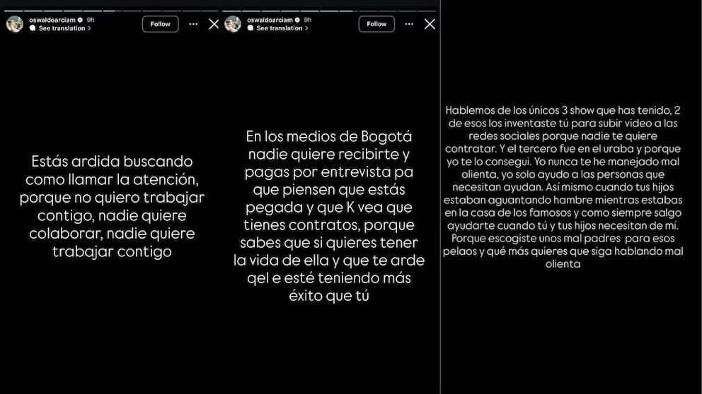 Créditos: Oswaldo Arcia publicó mensajes contra La Toxi Costeña