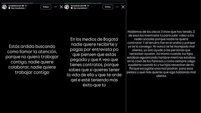 Créditos: Oswaldo Arcia publicó mensajes contra La Toxi Costeña