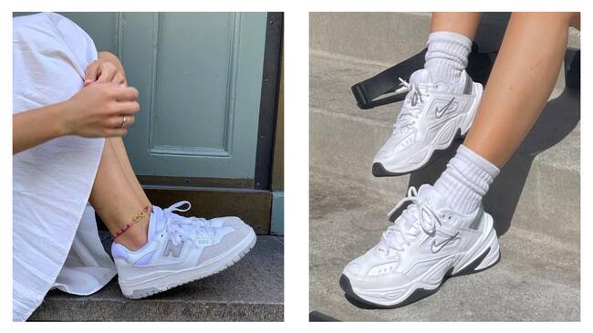 Tenis blancos | Fotos tomadas de Pinterest: NME | Collage propio.
