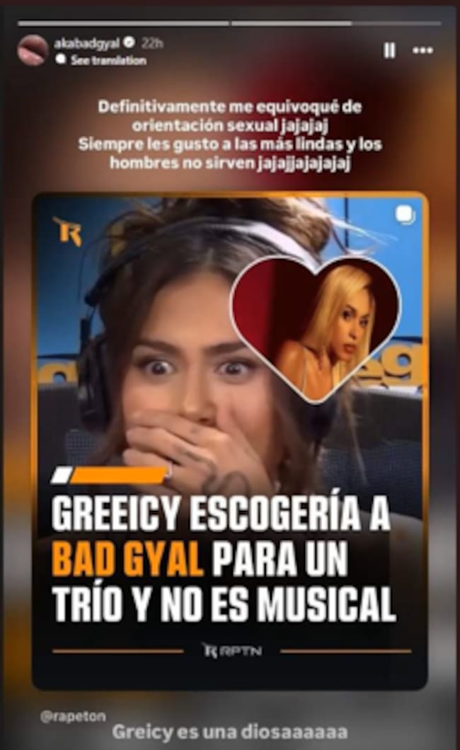 Créditos: Historias de Instagram de Bad Gyal