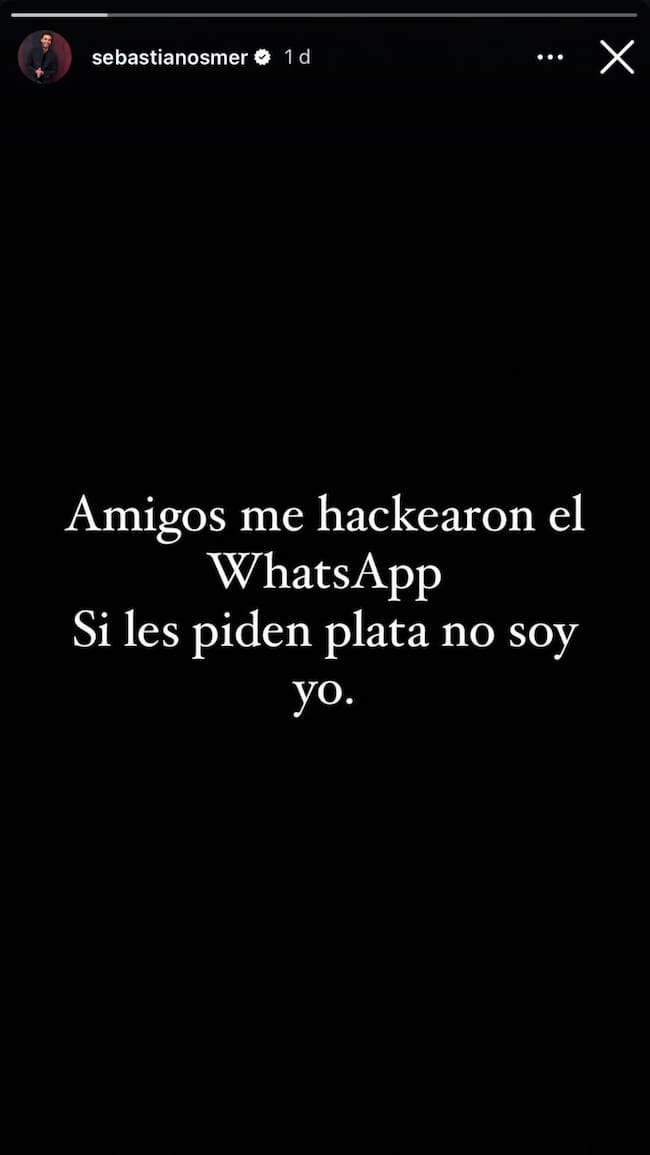 El actor denunció el hecho en su cuenta de Instagram / Imagen: @sebastianosmer
